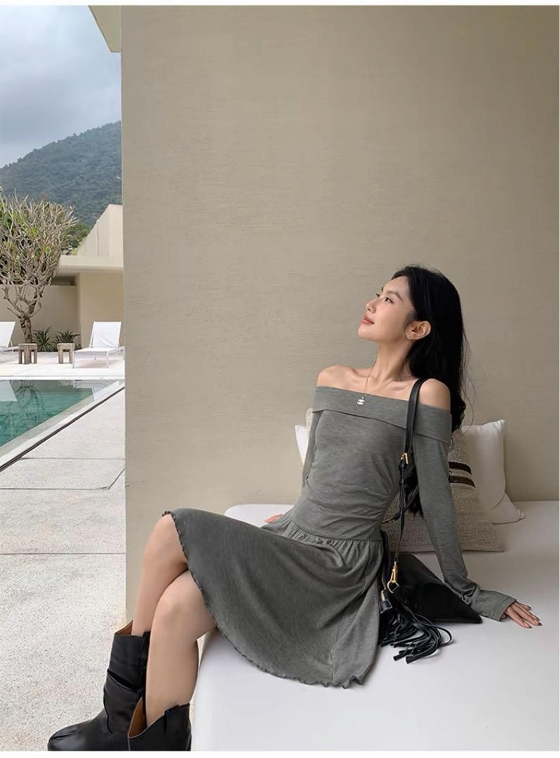 ♥ エレガント可愛いワンショルダーAラインミニドレス