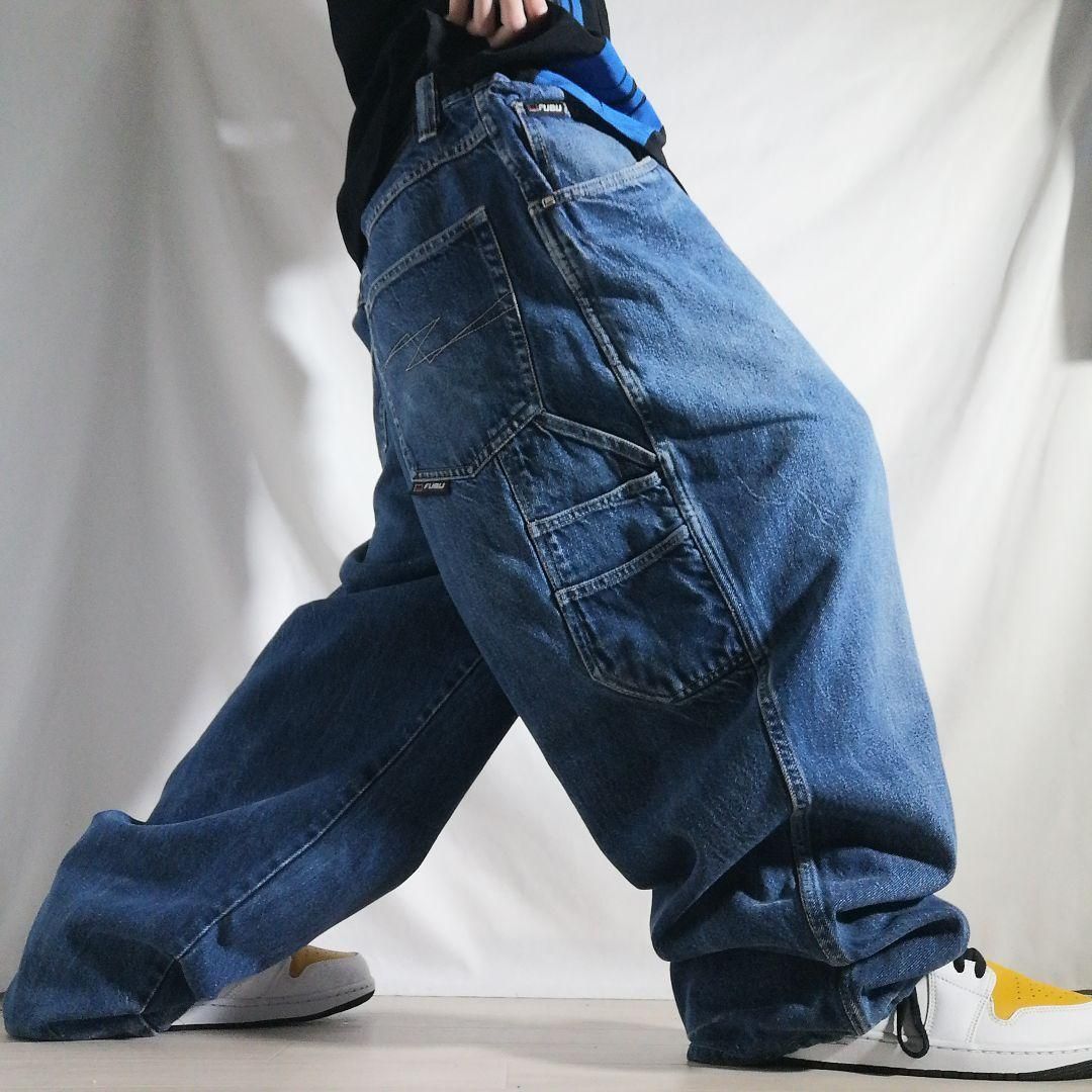 90s フブ 超極太バギーパンツ デニムペインターパンツ W42 古着/3588 