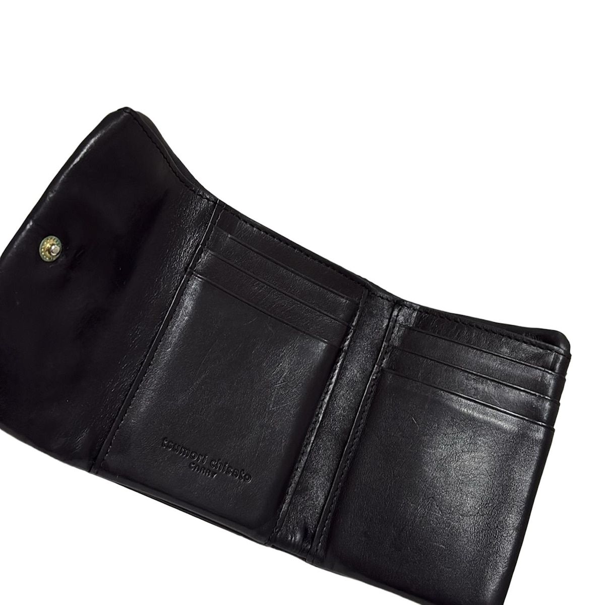 【美品】ツモリチサト　がま口　財布　黒 ツモリチサト がま口付き長財布 カリヤネコ 廃盤品 本革 黒