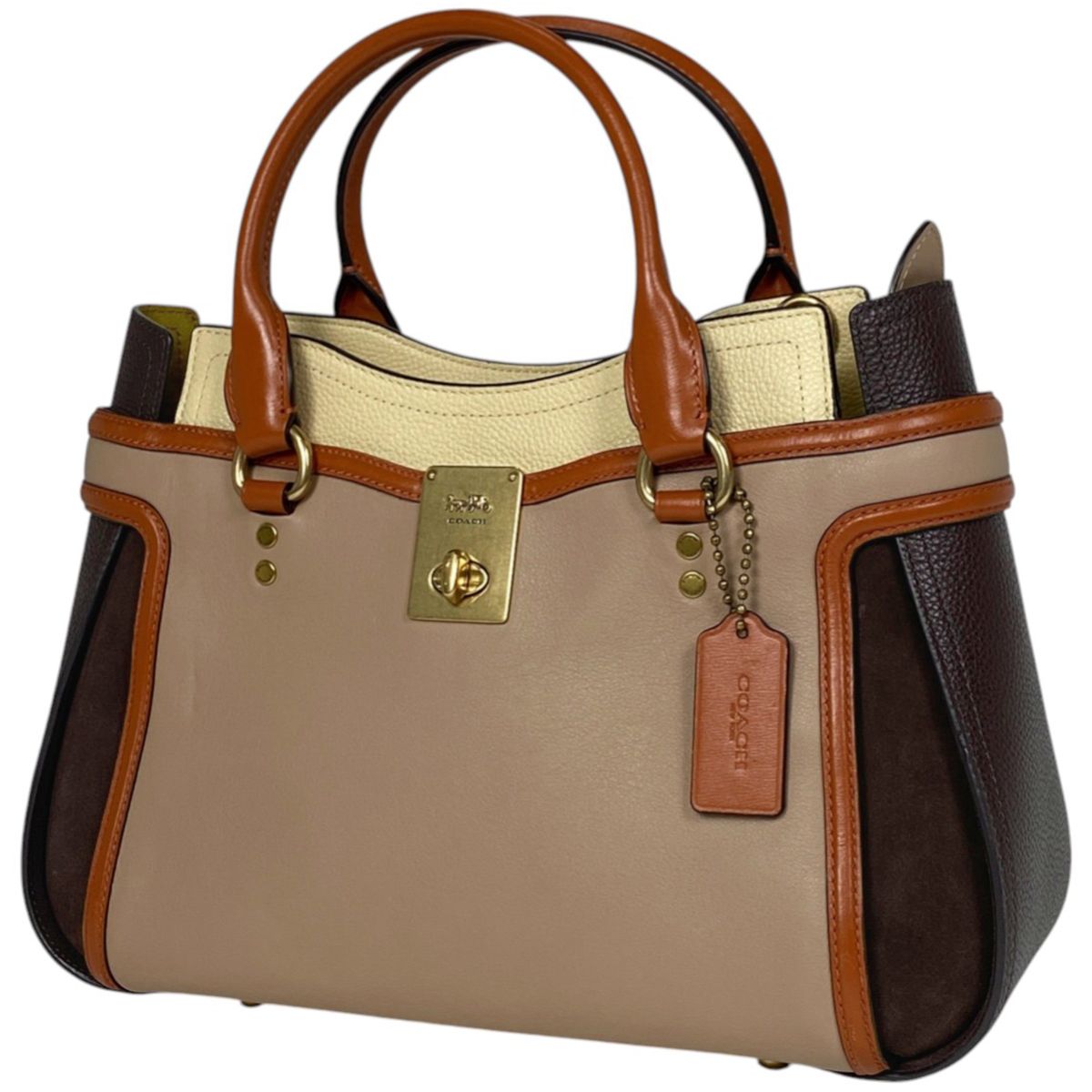 コーチ COACH ハットン サッチェル カラーブロック ハンドバッグ