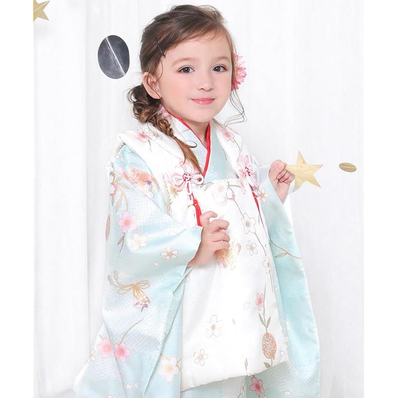 七五三 3歳 女の子 キョウエツ　着物 セット 被布 小物 フルセット くすみ Amazon | [KYOETSU] [キョウエツ] 着物セット 七五三用 3歳用