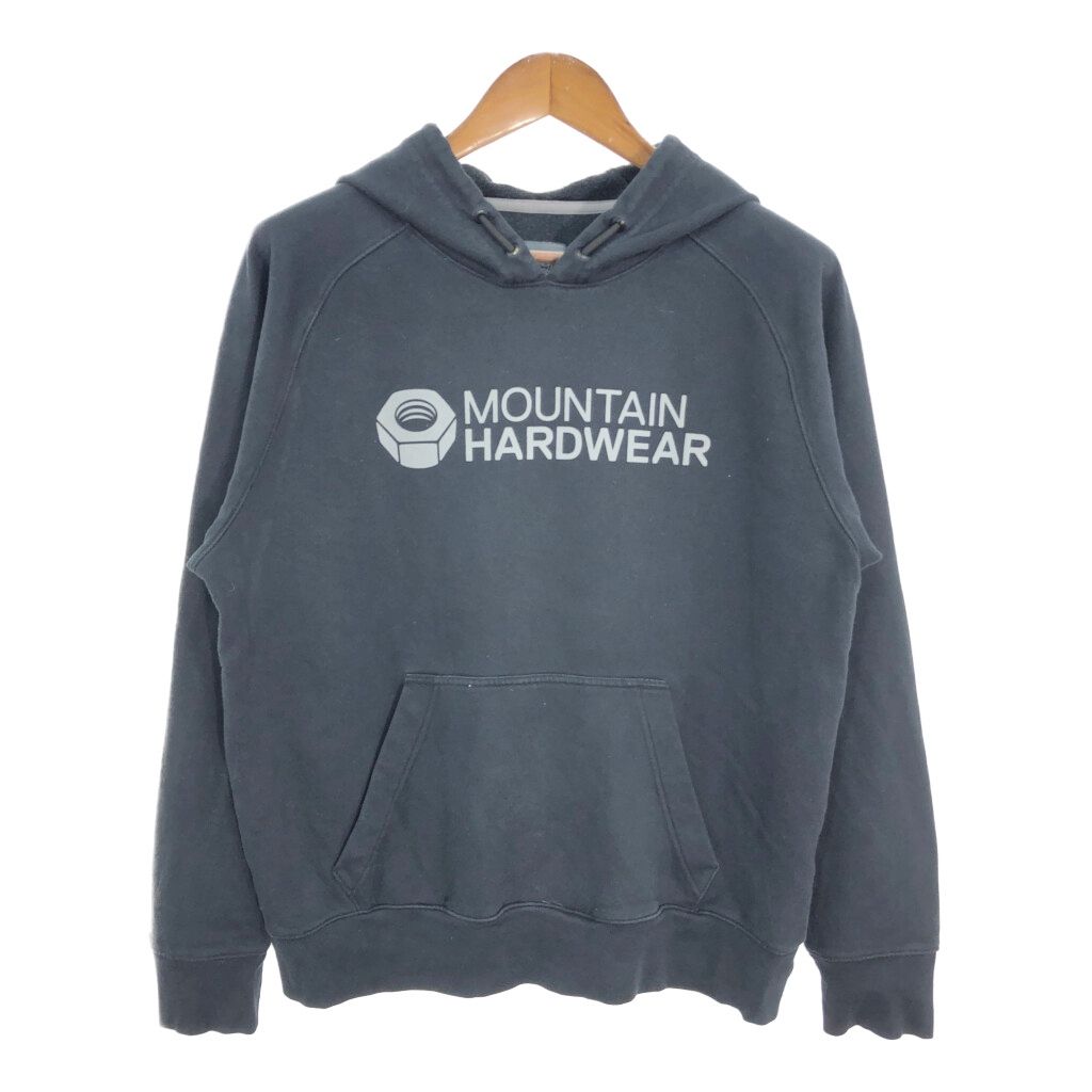 MOUNTAIN HARDWEAR マウンテンハードウェア スウェット パーカー アウトドア ロゴ ブラック (メンズ L) 中古 古着 S2375