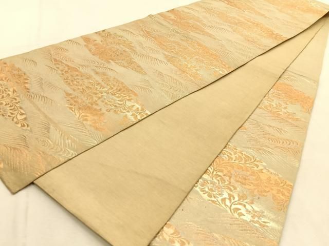 平和屋着物◎六通柄 京袋帯 本袋帯 流水花唐草文 金糸 正絹 逸品