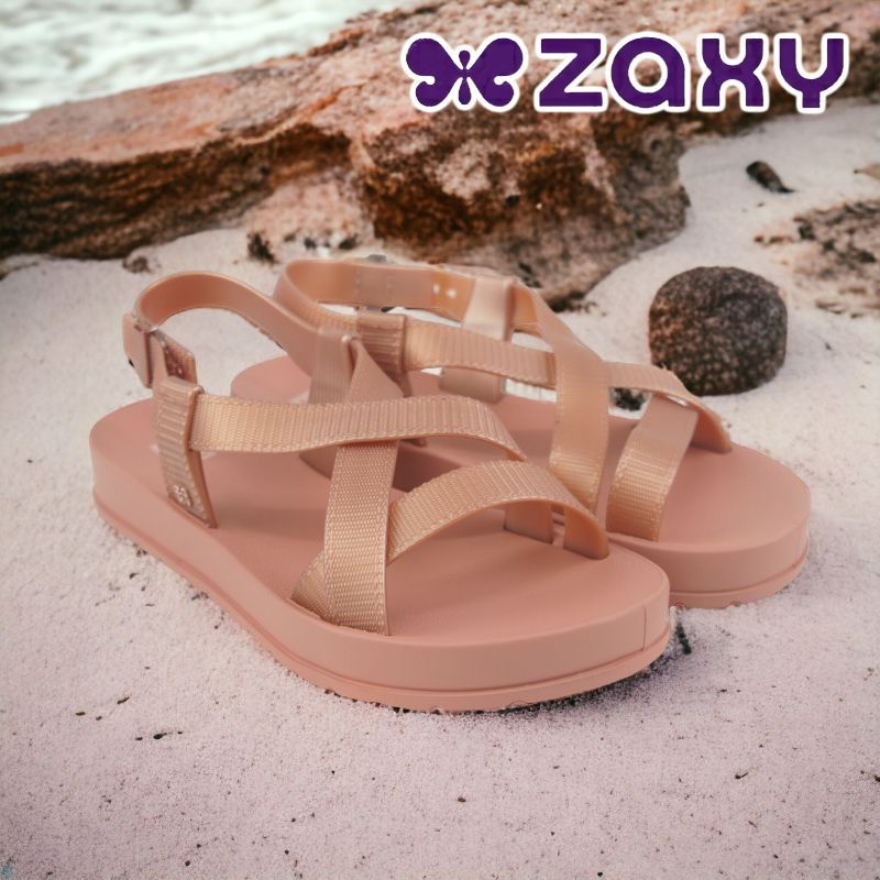 新品未使用 ベージュ ビーチサンダル フラット Zaxy ザクシー MODERN SAND ビーチサンダル レディース フラット