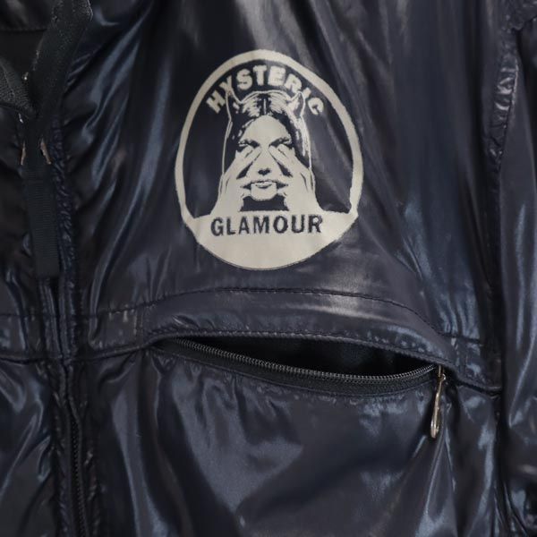 ヒステリックグラマー ロゴプリント ナイロンジャケット M ネイビー