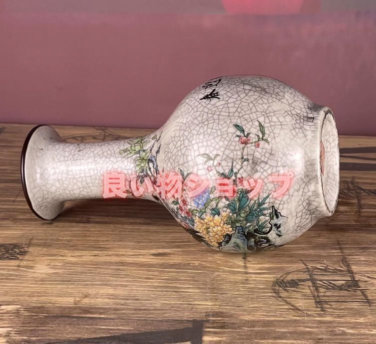 大清乾隆粉彩松鶴迎春賞瓶花瓶古代磁器を模した旧中国式置物骨董