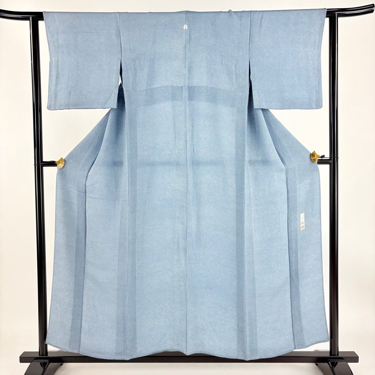 江戸小紋 身丈155cm 裄丈61cm S 単衣 落款あり 鮫柄 青灰色 正絹 名品 【】