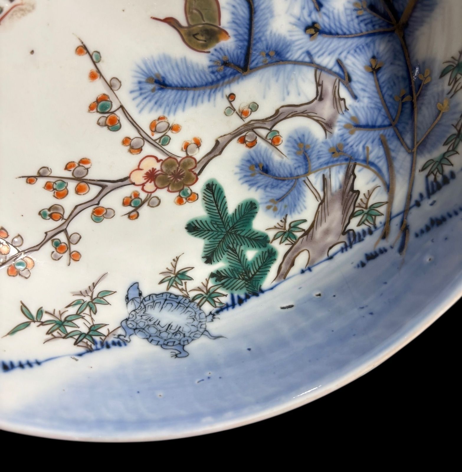 アンティーク 古伊万里 色絵鶴亀文菱形皿 文化-文政 江戸期 鑑定書付き 大聖寺伊万里 色絵 鶴亀甲文 小皿 | (有)新原美術
