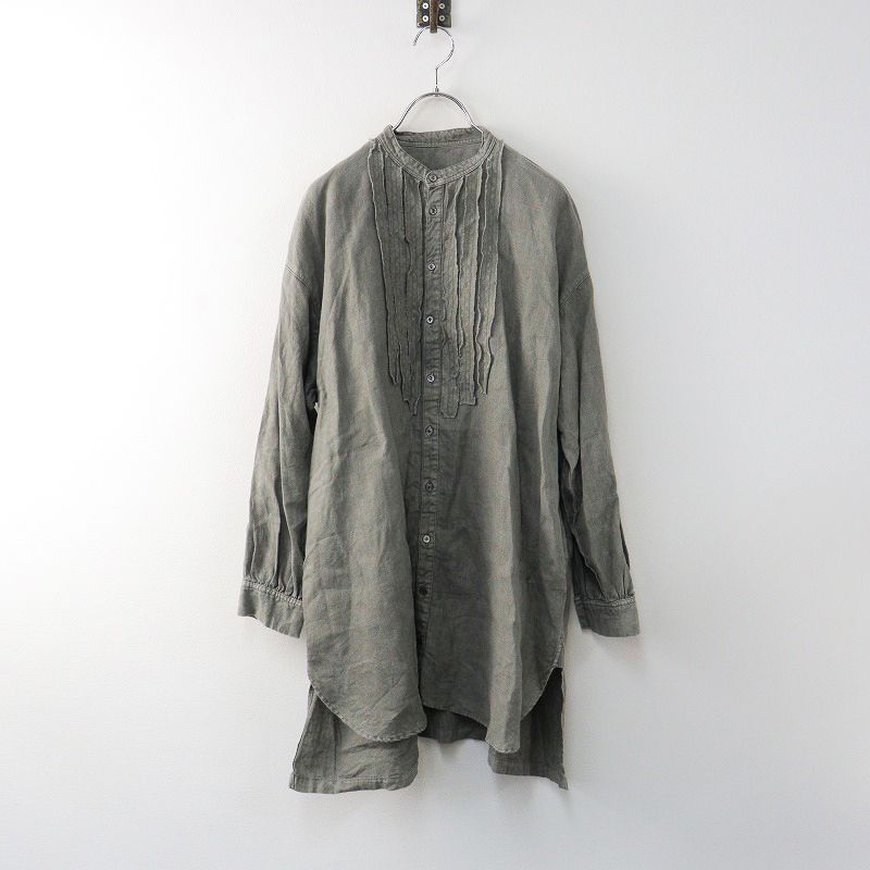 nest Robe - 定価30800円 2023AW ネストローブ nest Robe 天然染めステッチワークロングシャツ F グレー系/ワンピース丈【2400014373561】 定価30800円 2023AW ネストローブ nest Robe 天然染めステッチ