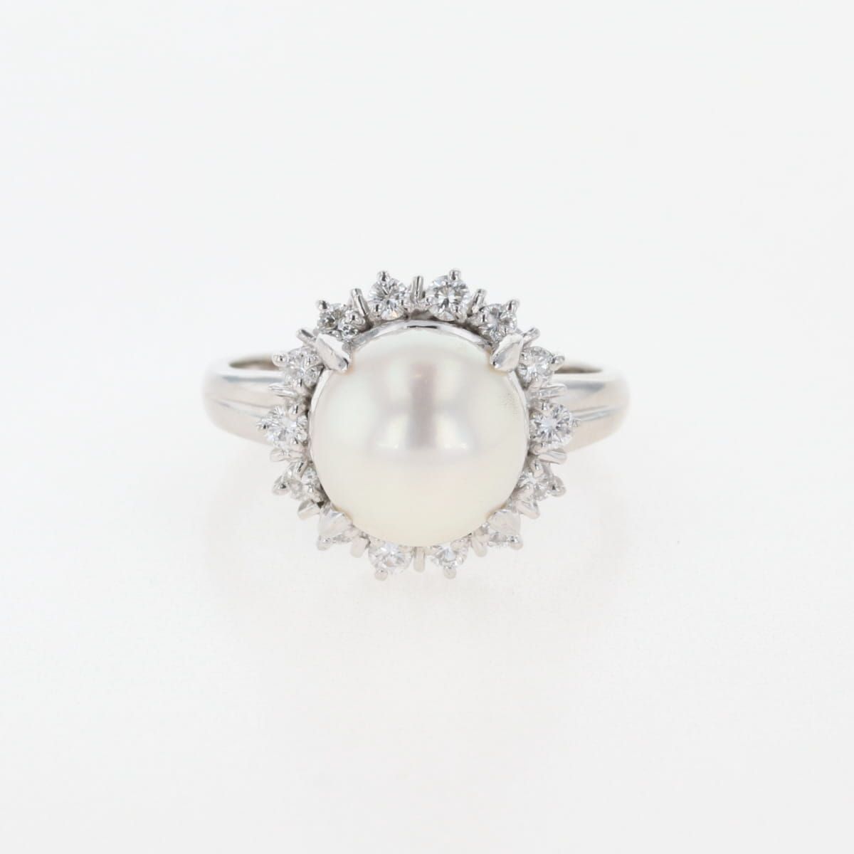 PT900　パール　ダイヤモンド　リング　約11号 パールダイヤモンドリング 約11号 PT900・真珠約9.2mm・D0.28ct