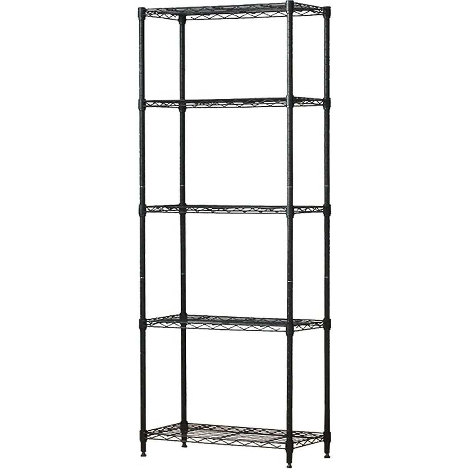 数量 M1560305BK 頑丈 幅59.5cm×奥行29.5cm×高さ151.5cm 全体耐荷重325kg ワイヤーシェルフ ブラック 奥行30 黒 収納 ポール径19mm 棚 スリムスチールラック パーツ対応 幅60 キッチン 5段 ルミナス互換 ラ