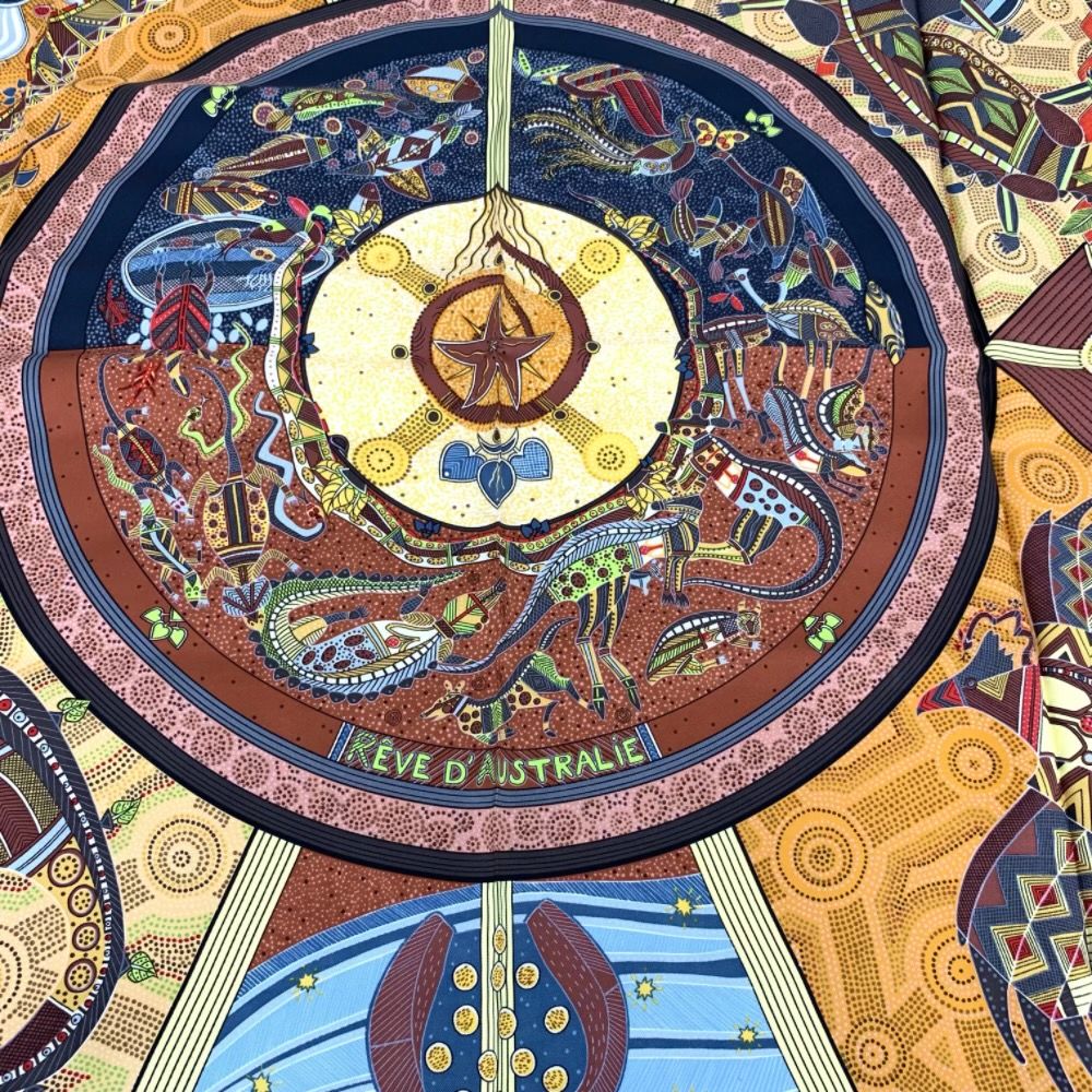 極美品 エルメス HERMES シルクスカーフ カレ90 REVE D'AUSTRALIE