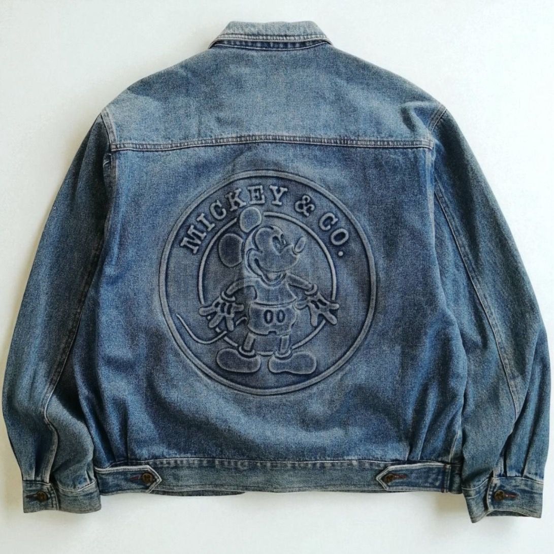 90年代 Mickey&Co. ディズニー デニムジャケット Gジャン ミッキー 型