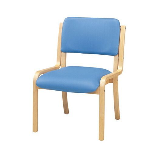 木製スタッキングチェア 合皮張り(アーム無し) 完成品 ブルー 2台  61-783-53-3 