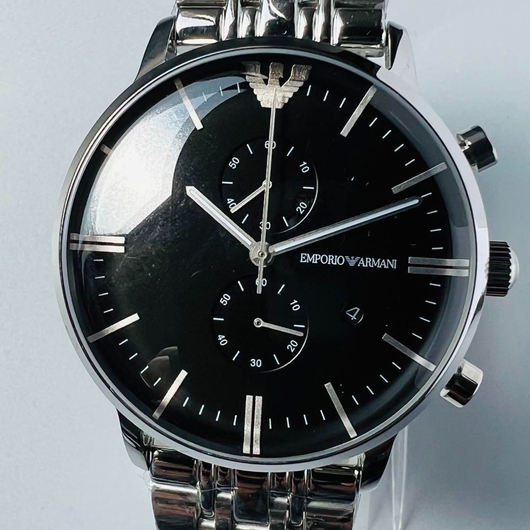EMPORIO ARMANI エンポリオアルマーニ 腕時計 新品 メンズ ブラック シルバー 専用ケース付属 43mm クロノグラフ ゴールド  高級ブランド