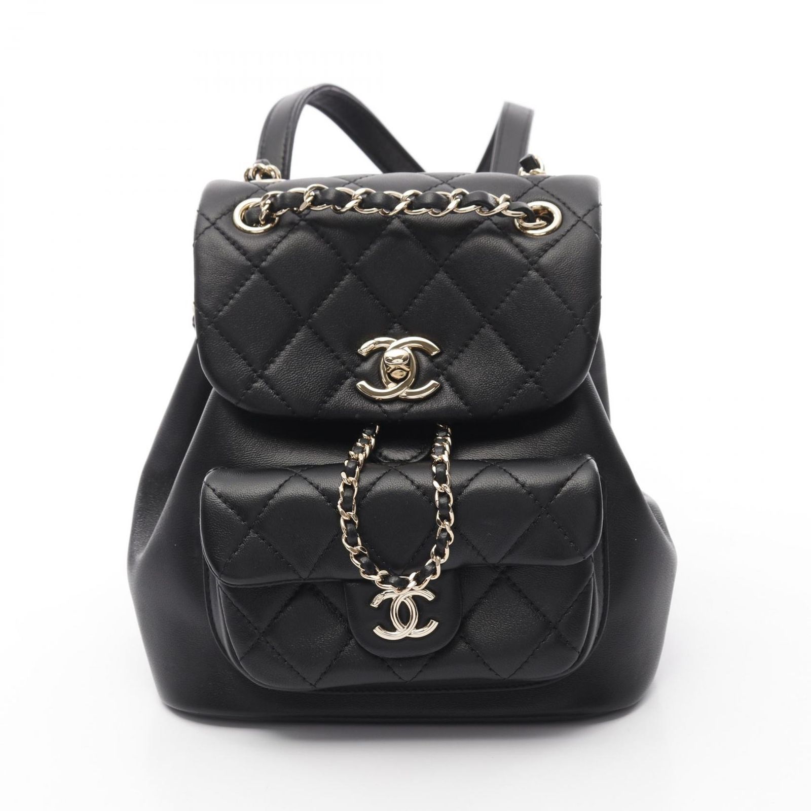 Chanel ブラックレザー リュック・バックパック 超人気商品がついに入荷しました！】CHANEL バックパック
