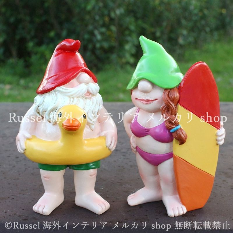 ガーデンオブジェ 妖精 水着 男性 女性 ノーム かわいい 置物 ガーデン 