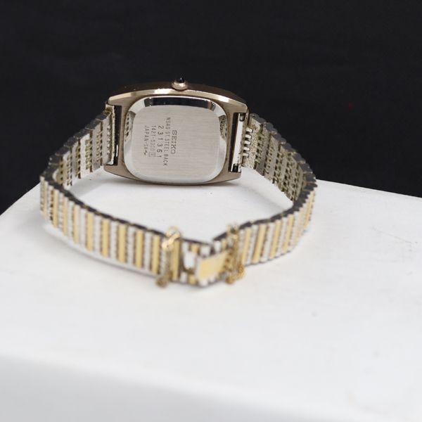 稼動 QZ 良品 セイコー エクセリーヌ 1421-5300 ゴールド文字盤