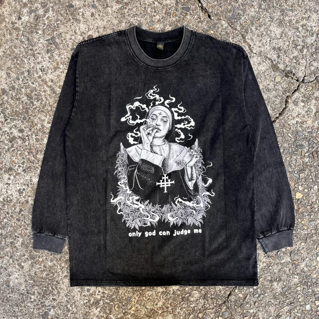 Y2K JesusロングTシャツ ヴィンテージライク フェード グレー ブラック bless u antimid ideaswam  punkandyo激似パーカー L-58 - メルカリ