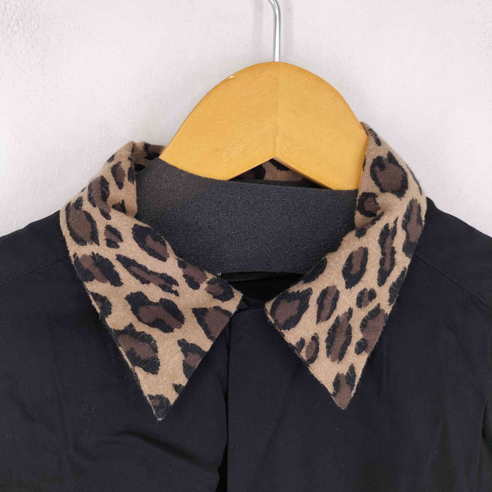 マインデニム MINEDENIM Leopard Trimming S/S Open Collar SH