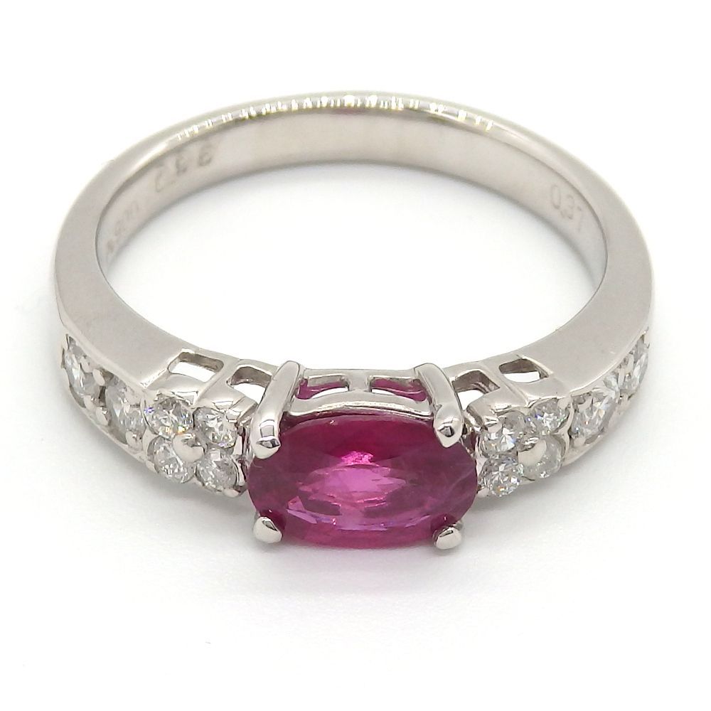 Pt900 プラチナ ルビー 0.95ct ダイヤモンド 0.37ct 指輪 鑑別書付