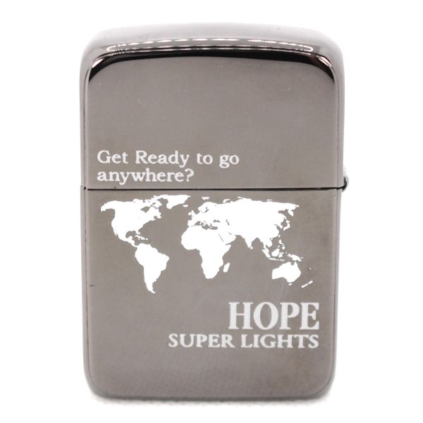 ZIPPO/ジッポ HOPE SUPER LIGHTS 世界地図 ライター ブラック ユニ