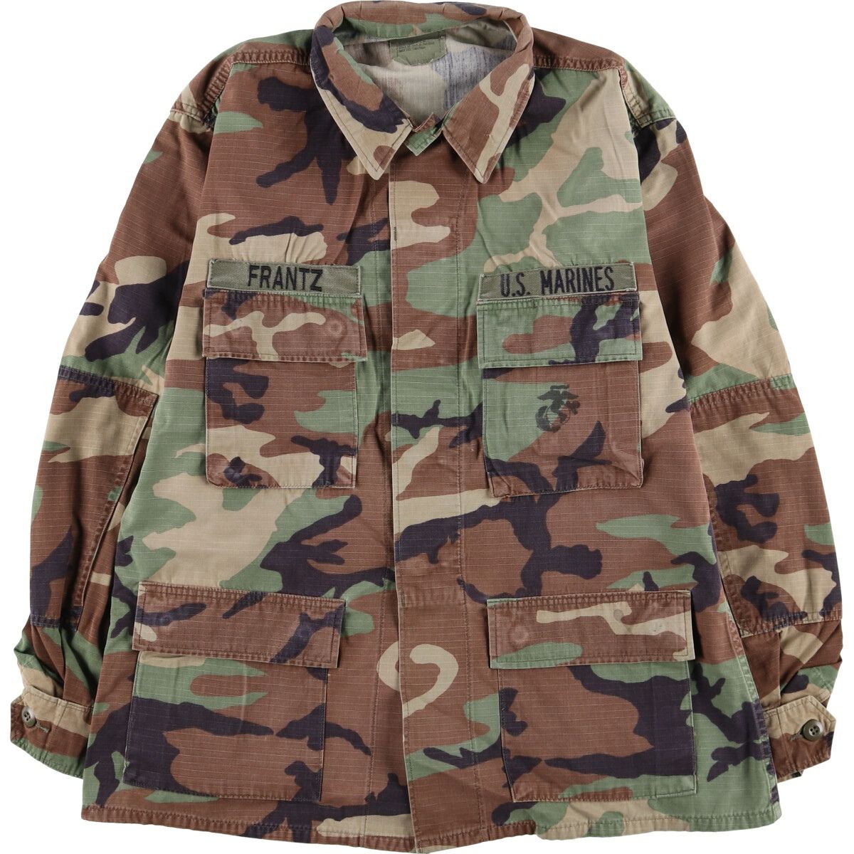 古着 90年代 米軍実品 迷彩柄 ウッドランドカモ B.D.U ミリタリージャケット USA製 MEDIUM-REGULAR メンズM相当/eaa472548