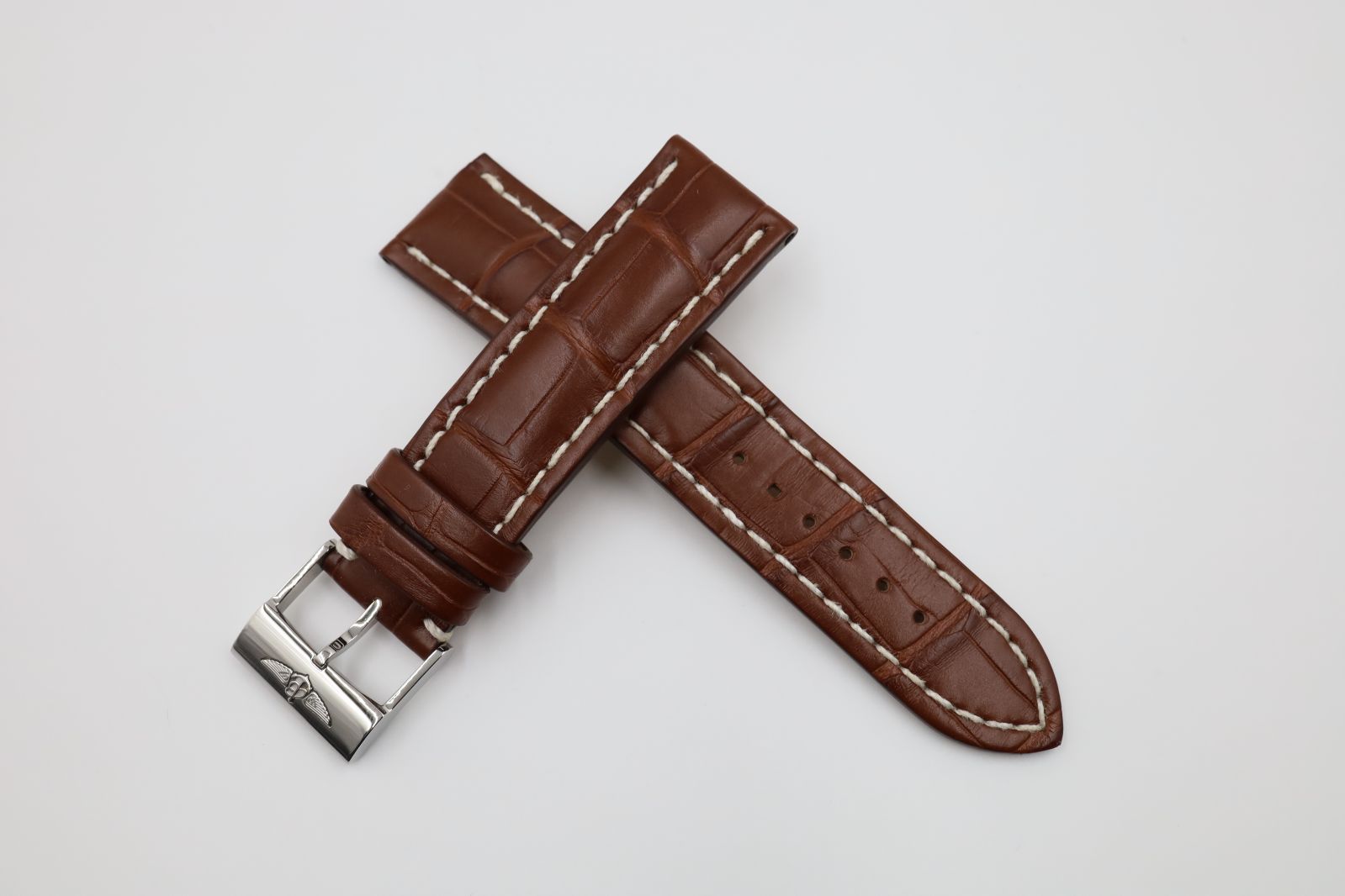 N ブライトリング純正 22mm‐20mm バックル付き 腕時計革ベルト