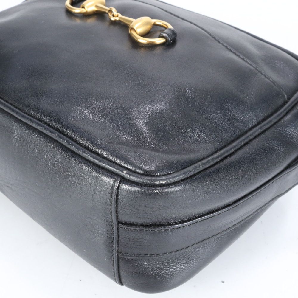 グッチ コントロールカード付 ホースビット レザー ショルダーバッグ