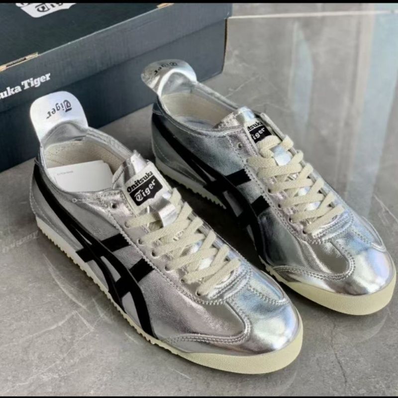 Onitsuka Tiger MEXICO 66  オニツカタイガーカジュアルスニーカー男女同型シルバーブラック