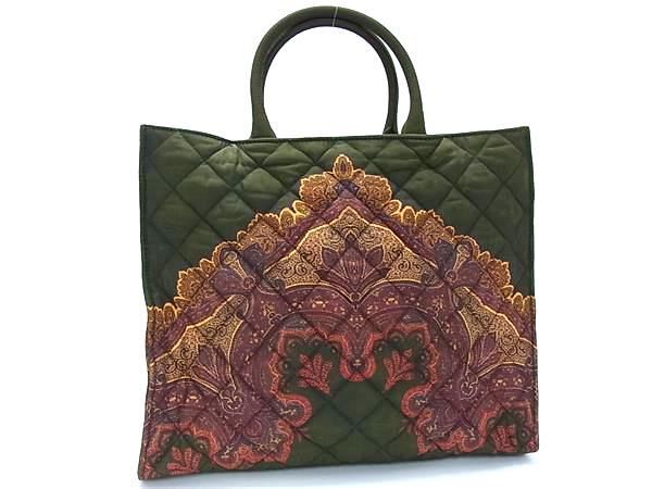 ETRO エトロ キャンバス ハンドバッグ トートバッグ レディース カーキ系 FG4101