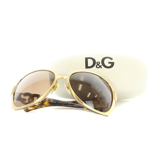美品✨D&G ドルチェアンドガッバーナ　サングラス　ゴールド　ロゴ刻印　Y2K DOLCE&GABBANA - 美品 DOLCE&GABBANA DGロゴ 金具サングラス