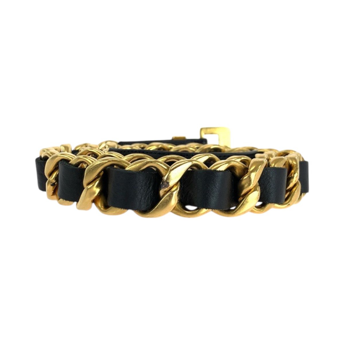 CHANEL ゴールド ブラック チェーンベルト ヴィンテージ 美品 CHANEL シャネル ヴィンテージ 75/30 ブラック 黒 ゴールド