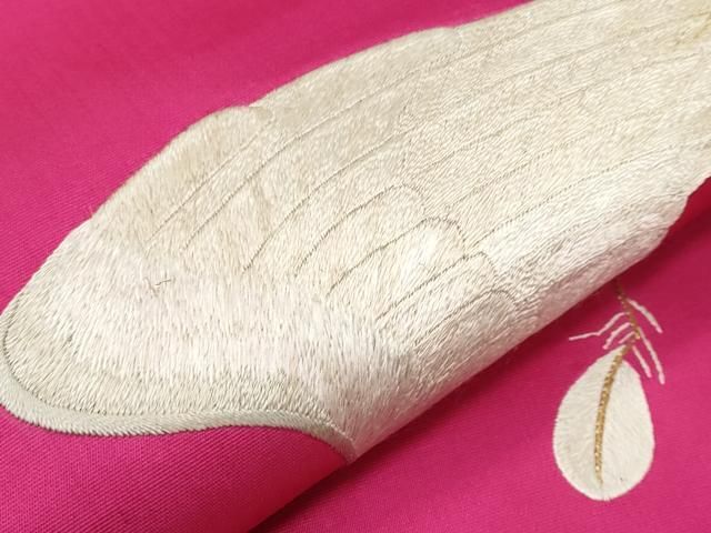平和屋着物●アンティーク　大正ロマン　九寸名古屋帯　作家物　総手刺繍　草花　唐獅子　黒地　金糸　正絹　逸品　CABD4365dy 平和屋着物○アンティーク 大正ロマン 九寸名古屋帯 作家物 総手刺繍