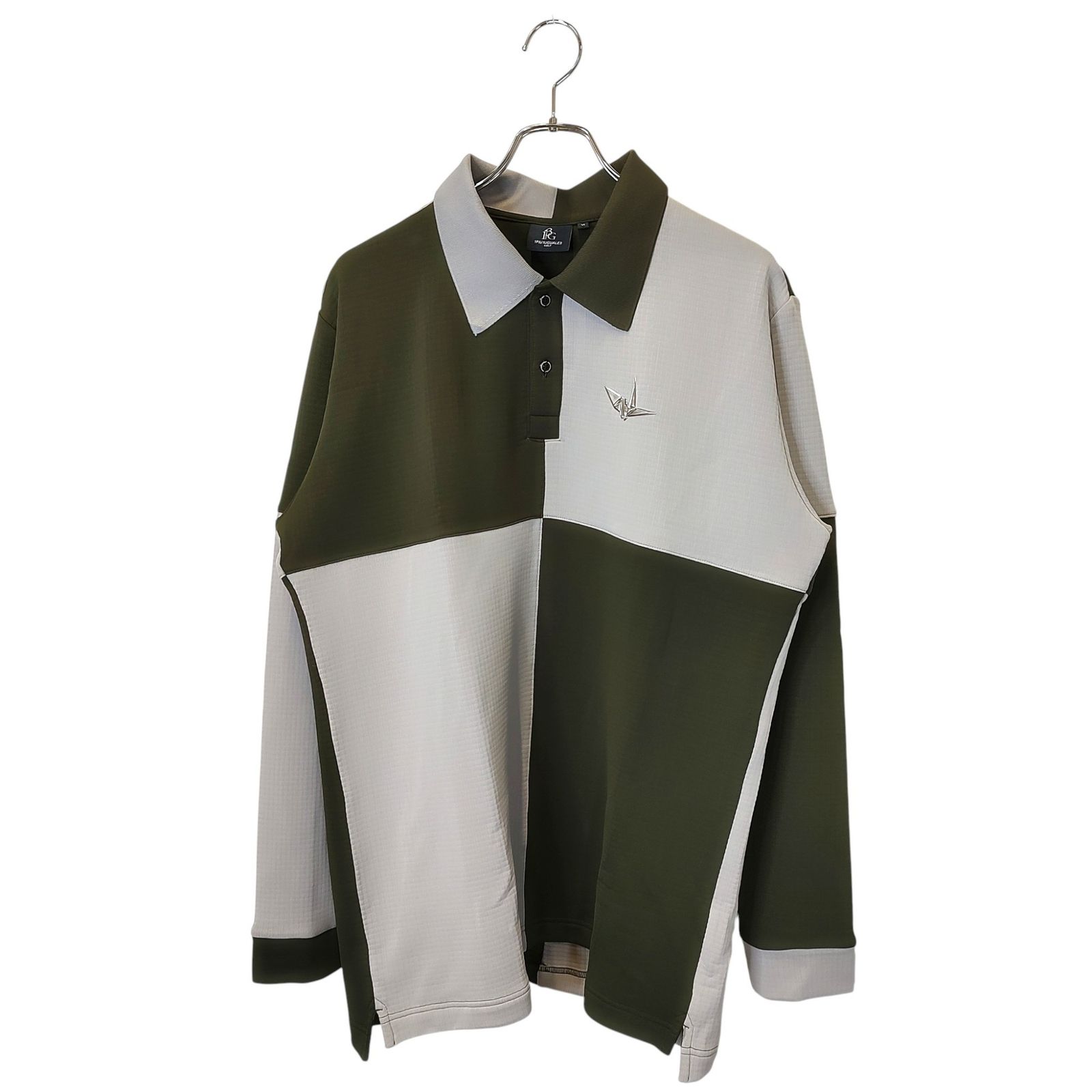 1PIU1UGUALE3 GOLF ウノピゥウノウグァーレトレ ゴルフ L S POLO 長袖 ポロシャツ GRT235 POE520 6 XL カーキ メンズ