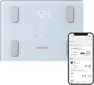 オムロン 体重 体組成計 カラダスキャン アイスブルー KRD-403T-B スマホ連動 データ自動転送 自動認識 乗るだけで測定開始 A4サイズのコンパクト設計 体脂肪率 BMI 骨格筋率