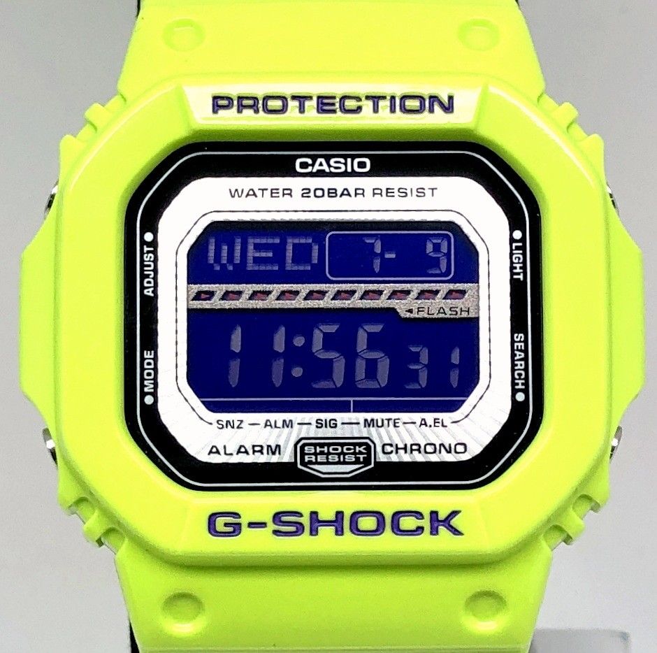 G-SHOCK ジーショック GLS-5600V-3 G-LIDE 耐低温仕様 合成皮革 クロスバンド ライムグリーン×パープル 2008年11月発売