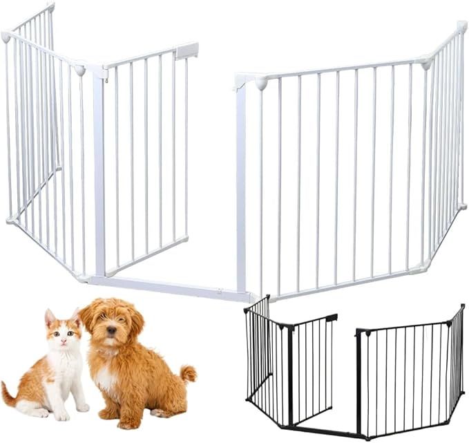 iimono117 ハースゲート 犬 フェンス ペットフェンス 置くだけ 5面 ドア付き [ 高さ 75cm ] ペットゲート ベビーゲート ストーブガード 自立式 レイアウト自由 室内 ゲート 犬 折りたたみ 階段 犬 