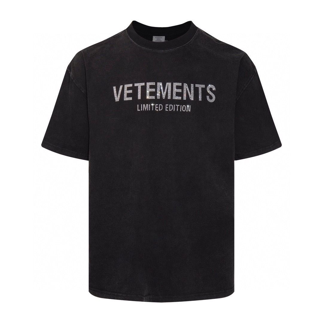 新品未使用品☆VETEMENTS ラインストーン 半袖シャツ BLACK サイズ M