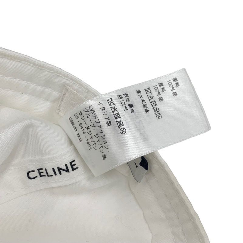 セリーヌ CELINE キャップ 帽子 コットン ホワイト 白 ロゴ