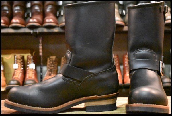 9.5D 18年 レッドウィング 2268 エンジニア 黒 ブラッククローム プルオン スチールトゥ ブーツ redwing HOPESMORE FI311