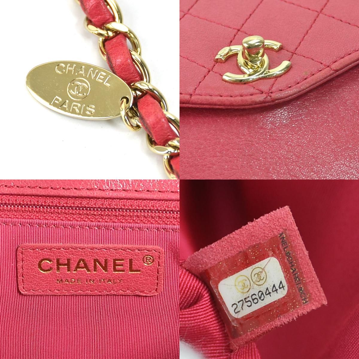 シャネル CHANEL ショルダーバッグ レザー ピンク 99464a-