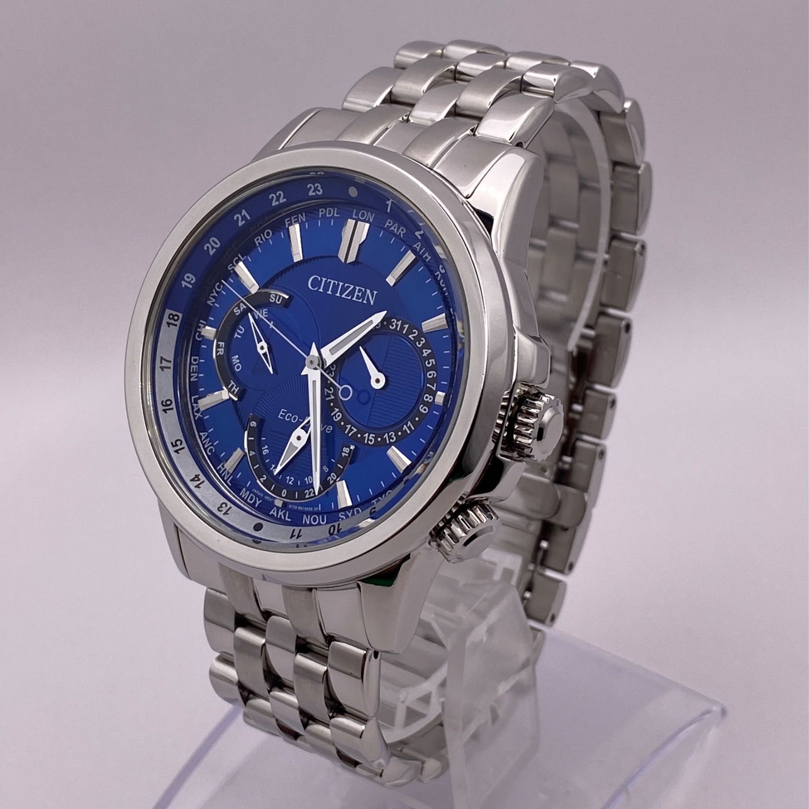 （T205）美品 稼動品 CITIZEN シチズン ECO-DRIVE ワールドタイム BU2021-51L 8729-R005791 人気 時計 メンズ ユニセックス