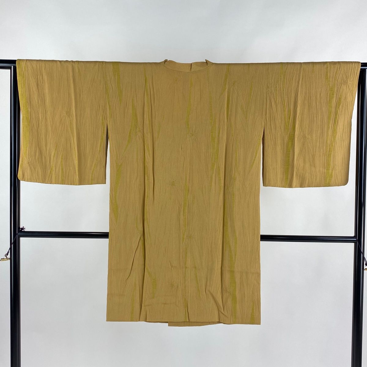 道行 身丈98cm 裄丈63.5cm S 和装コート 千代田衿 幾何学模様 絞り 山吹色 正絹 名品