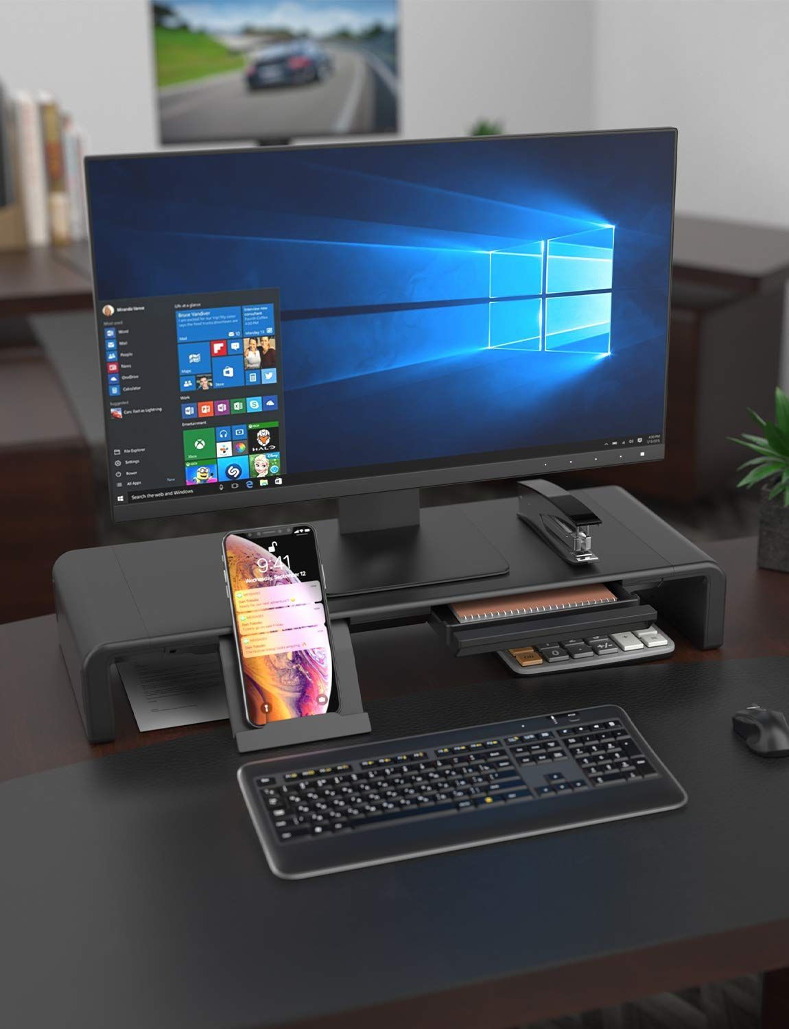 Kuai モニター台 全4色・2サイズ アクリル 卓上 パソコン台 キーボード収納 高さ9cm Lサイズ (クリア) Kuai モニター台 全4色・2サイズ アクリル 卓上 パソコン台 キーボード収