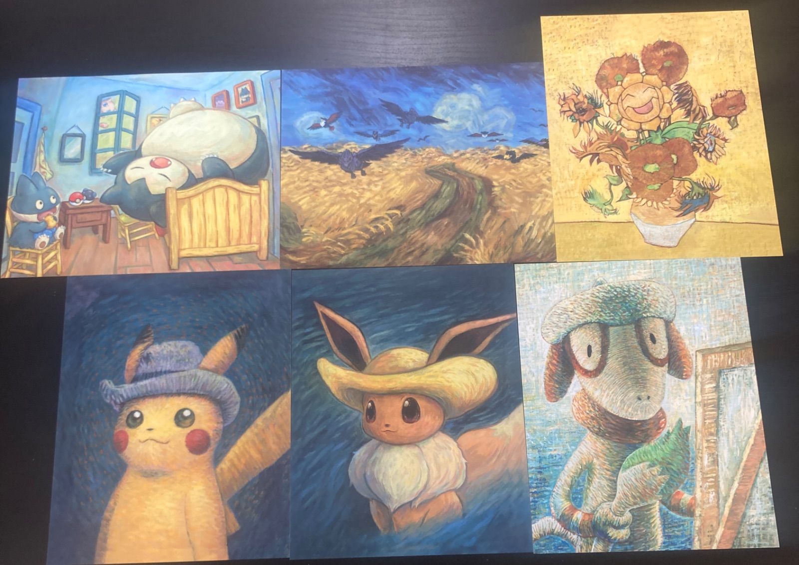 S ゴッホ×ポケモン ピカチュウ カビゴン キマワリ 金額縁入り ゴッホ×ポケモン ピカチュウ カビゴン キマワリ プリントアート