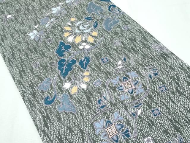 平和屋着物□極上 両方向 両面 全通柄袋帯 オリエント花紋 唐草模様