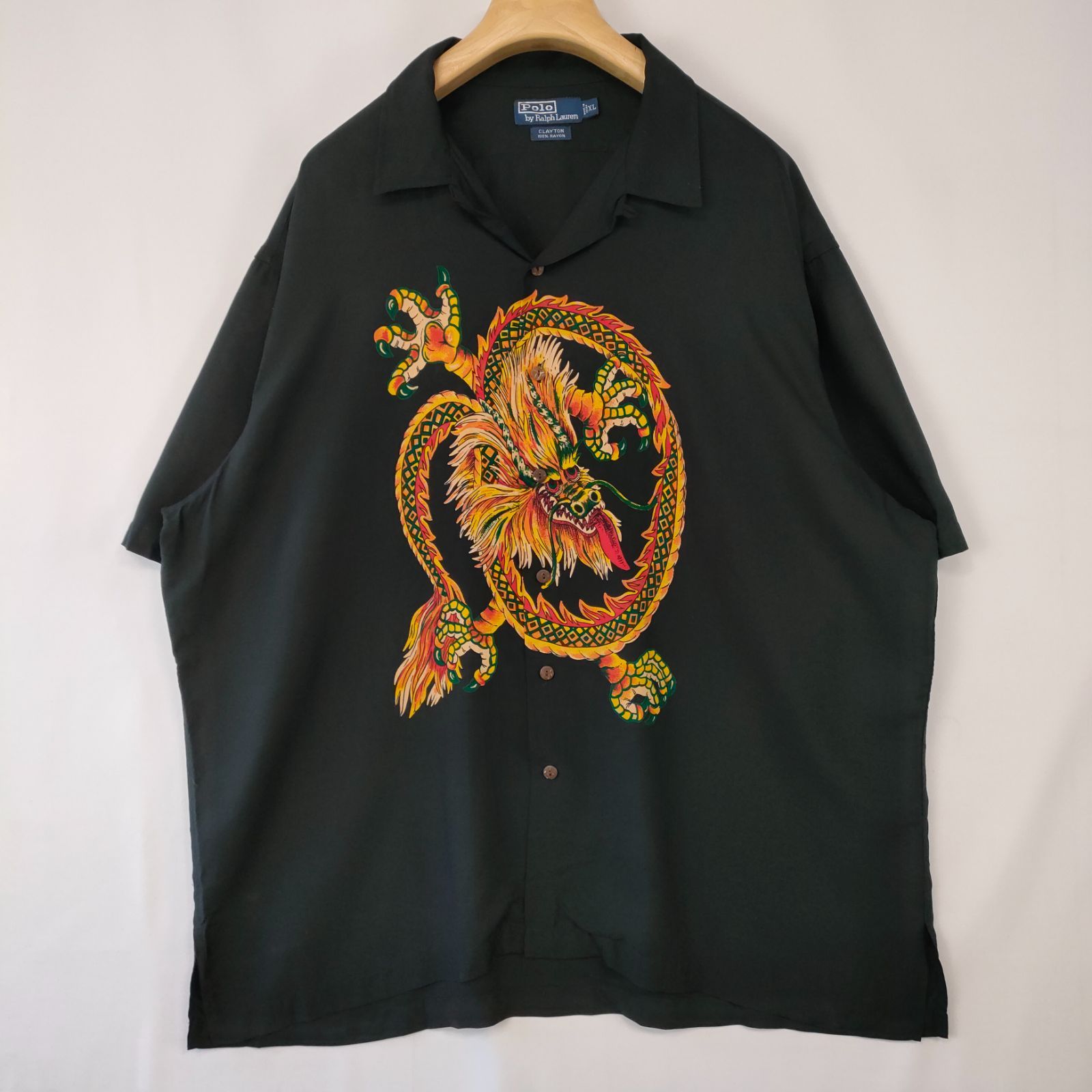 ポロバイラルフローレン ドラゴン CLAYTON ブラック ドラゴン サイズXL レーヨン POLO by Ralph Lauren
