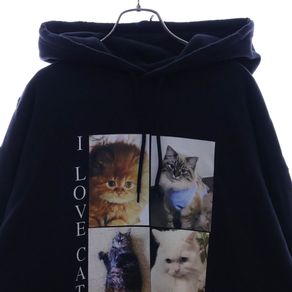 BALENCIAGA 猫プリント ブラックパーカー foodie Balenciaga 'I Love Cats' Hoodie 'Black' 570811TJVG91000