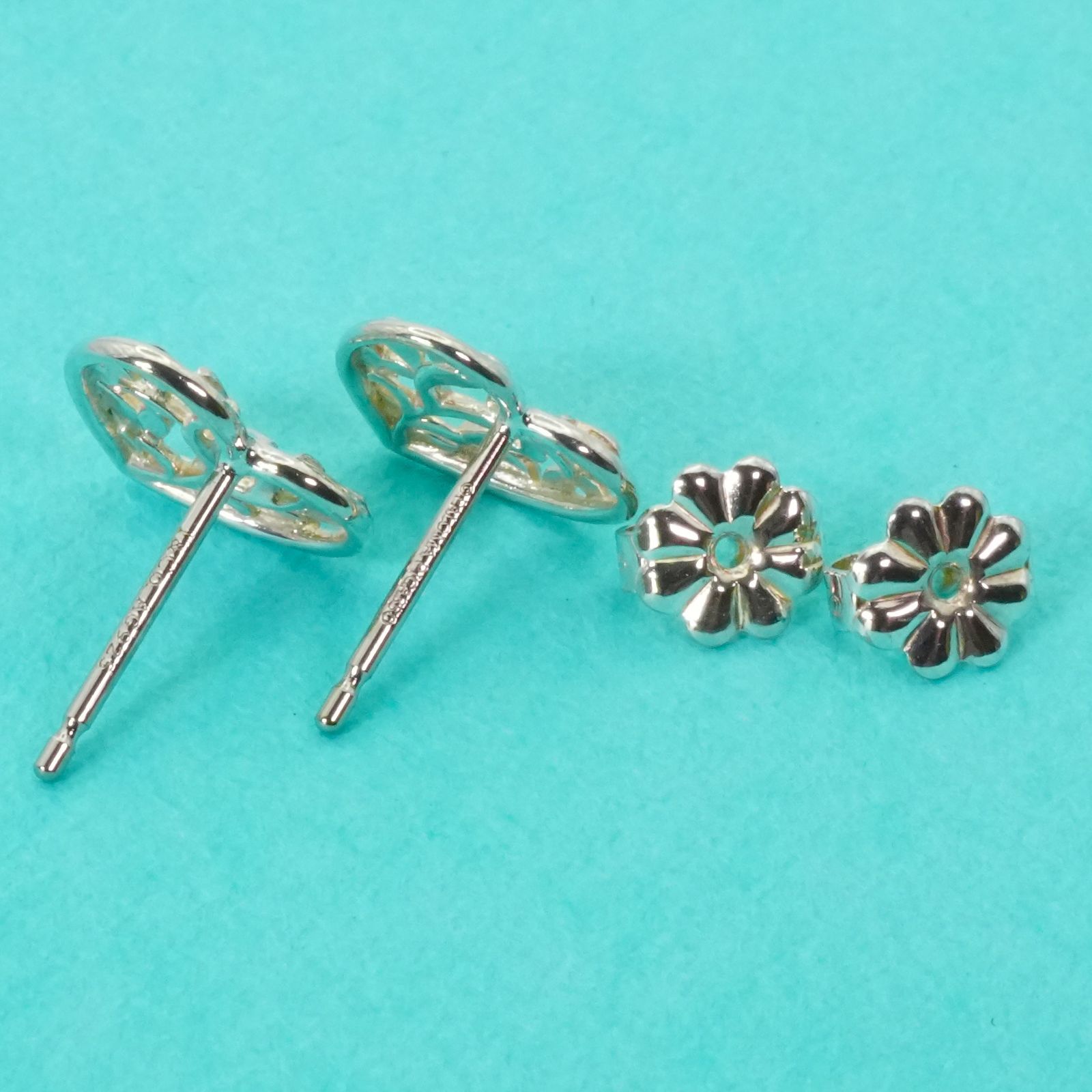 極美品 ティファニー オリーブリーフ ハート ピアス 透かし/25-24S  